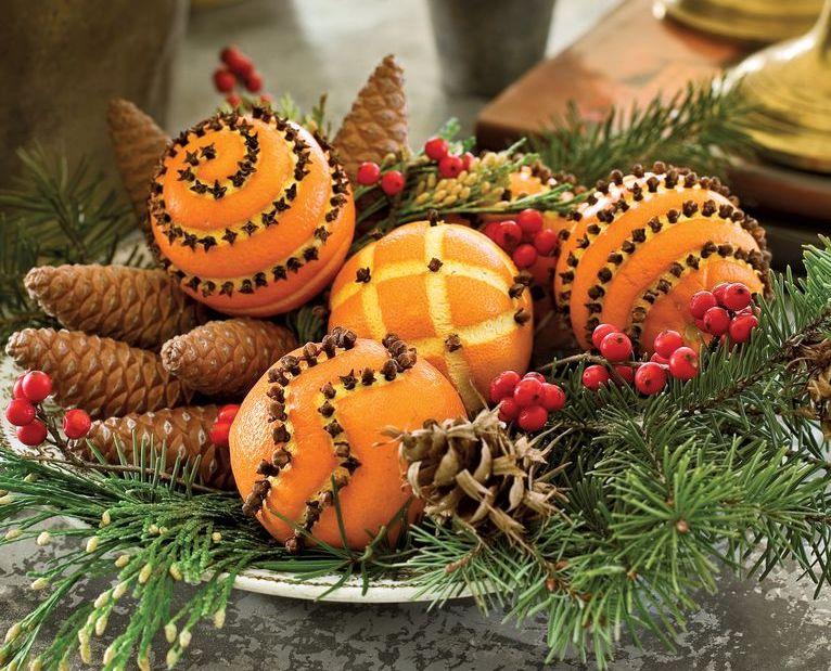 Clove-studded oranges make lovely fragrant holiday decor
