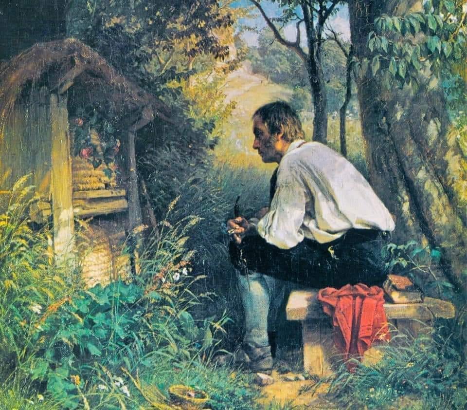 Art: The Bee Friend, a painting by Hans Thoma (1839–1924)